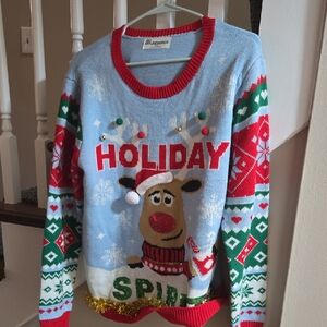 *Host Pick* No Boundaries Festive Reindeer Sweater - Blue, Red, Green